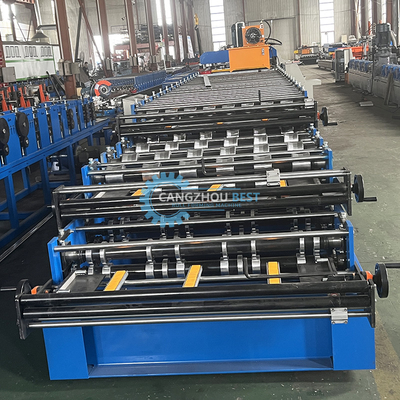 Tiga Lapisan Roof Tile Tergelombang Trapezodial Roof Sheet Roll Forming Machine