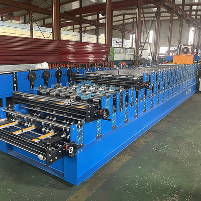 Tiga Lapisan Roof Tile Tergelombang Trapezodial Roof Sheet Roll Forming Machine