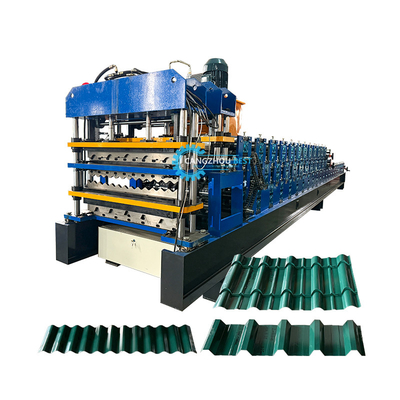 Tiga Lapisan 836 Keramik Q bergelombang Trapezodial Tinggi Rib Tiga Desain Atap Lembar Roll Forming Machine