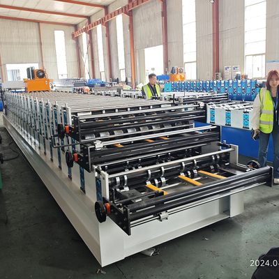 Kanada Popular Lantai Tiga Jubin IBR Roofing Sheet Roll Forming Machine