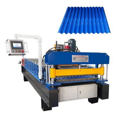 PLC dikendalikan mesin pemotong hidraulik roll membentuk untuk lembaran atap bergelombang pada 8-12m / min
