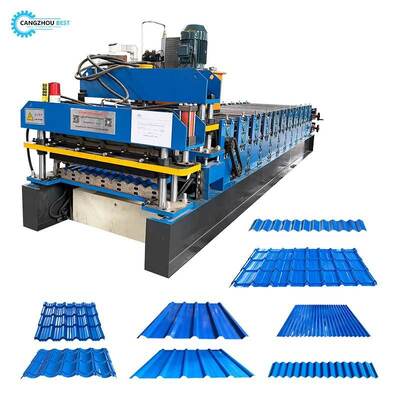 Mesin roll forming dua lapis untuk lembaran trapesium dan bergelombang