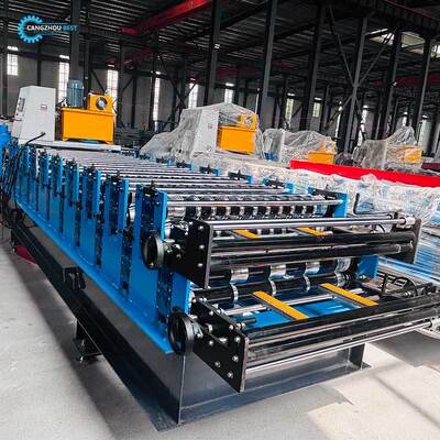 Mesin roll forming dua lapis untuk panel atap dan dinding Mesin Pembentuk Baja Warna Dua Lapis Multifungsi