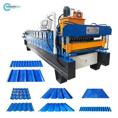 Double Layer Trapezodial IBR Sheet 840&836 Lembar bergelombang atap membuat roll Forming Machine