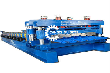 Kekuatan hidrolik 5.5kw PLC Control Box Step Roof Tile&Glazed Tile Forming Machine