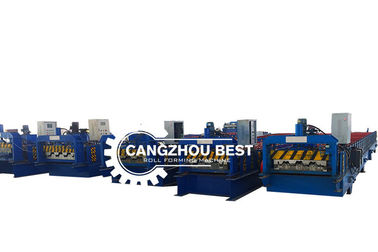 Baja Galvanis Kekuatan Besar 8-25m/mnt Mesin Roll Forming Dek Logam