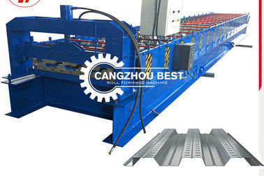 Baja Galvanis Kekuatan Besar 8-25m/mnt Mesin Roll Forming Dek Logam
