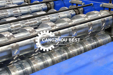 Otomatis Memotong Bangunan Profil Baja Decking Lembar Lantai Roll Forming Mesin